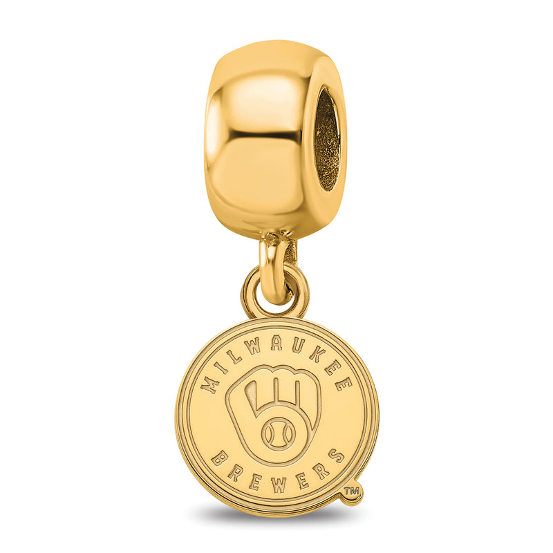 SS w/GP MLB LogoArt Milwaukee Brewers Letter M Extra Small Dangle Bead