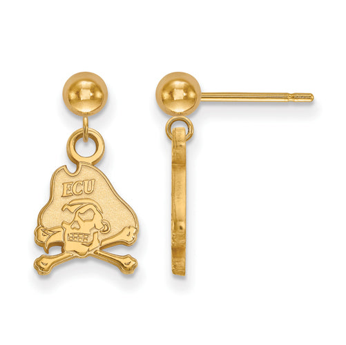 SS w/GP East Carolina University Earrings Dangle Ball