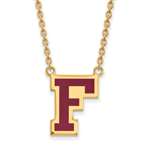SS w/GP Fordham U Enamel Large Pendant w/Necklace