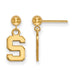 14k Gold LogoArt Michigan State University Letter S Dangle Ball Post Earrings