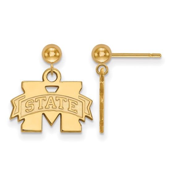 14ky Mississippi State University Dangle Ball M w/ STATE Earrings