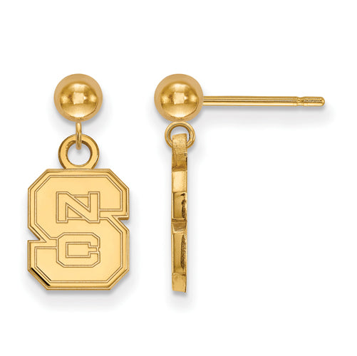 SS w/GP North Carolina State U Earrings Dangle Ball