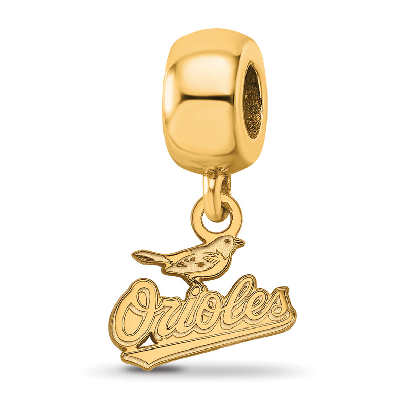 SS w/GP MLB LogoArt Baltimore Orioles Script Extra Small Dangle Bead