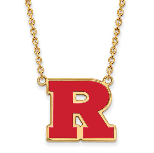 SS w/GP Rutgers Large Enamel Pendant w/Necklace