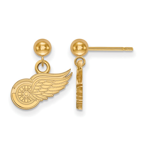 14ky NHL Detroit Red Wings Earrings Dangle Ball