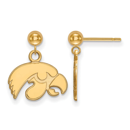 SS w/GP University of Iowa Earrings Dangle Ball