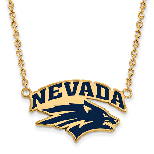 SS w/GP U of Nevada Large Enamel Pendant w/Necklace