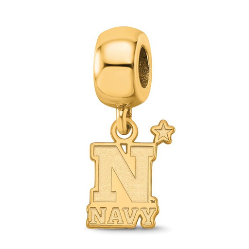 Sterling Silver Gold-plated LogoArt US Naval Academy Small Dangle Bead Charm