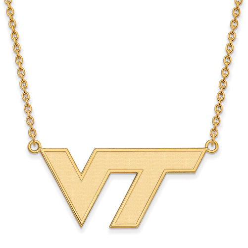 SS w/GP Virginia Tech Large VT Logo Pendant w/Necklace