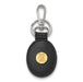 SS w/GP Rice University Black Leather Oval Key Chain