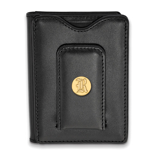 SS w/GP Rice University Black Leather Wallet