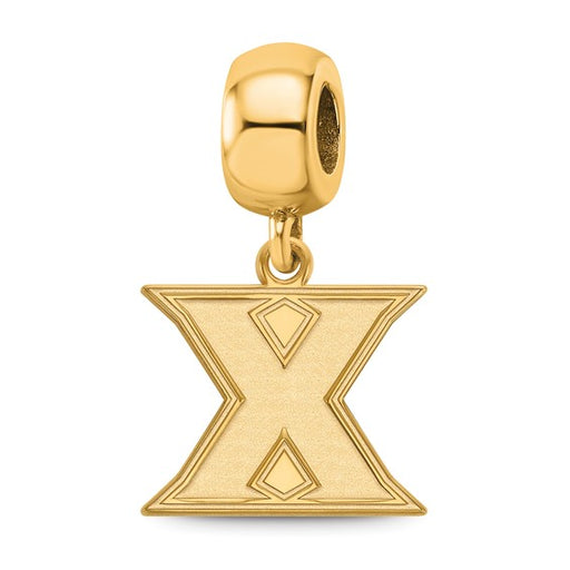 Sterling Silver Gold-plated LogoArt Xavier University Letter X Small Dangle Bead Charm