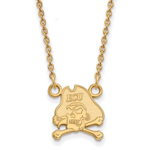 14ky East Carolina University Small Pirates Pendant w/Necklace