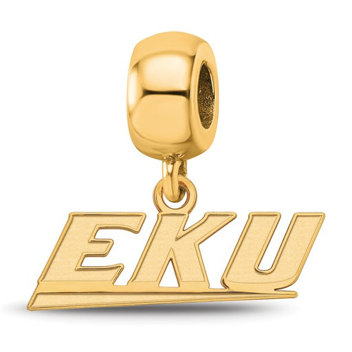 Sterling Silver Gold-plated LogoArt Eastern Kentucky University E-K-U Extra Small Dangle Bead Charm