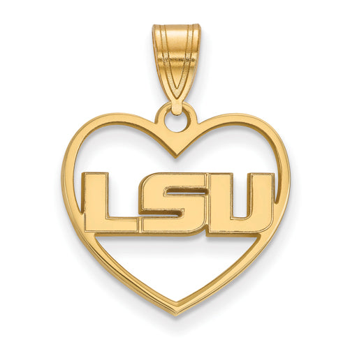 SS w/GP Louisiana State University Pendant in Heart