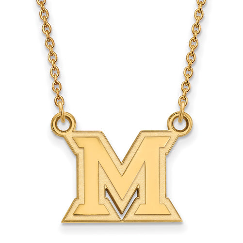 10ky Miami University Small Logo Pendant w/Necklace