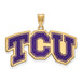 SS w/GP Texas Christian University Large Enamel TCU Pendant
