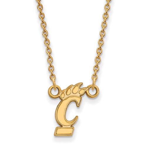 10ky University of Cincinnati Small Bearcats Logo Pendant w/Necklace