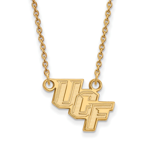 10ky Univ of Central Florida Small slanted UCF Pendant w/Necklace