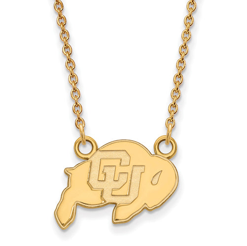 14ky University of Colorado Small Buffalo Pendant w/Necklace