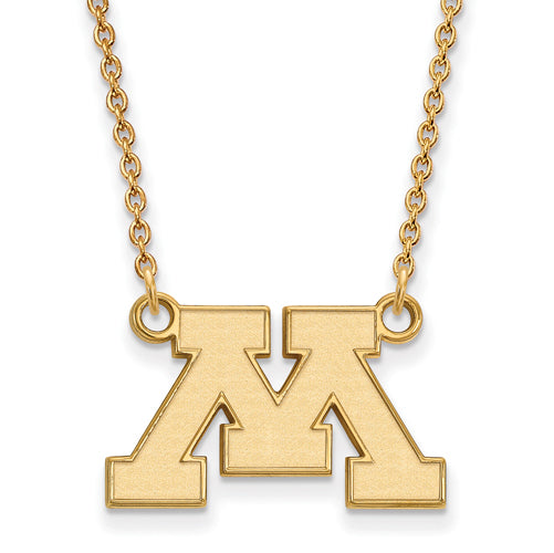 14ky University of Minnesota Small Letter M Pendant w/Necklace