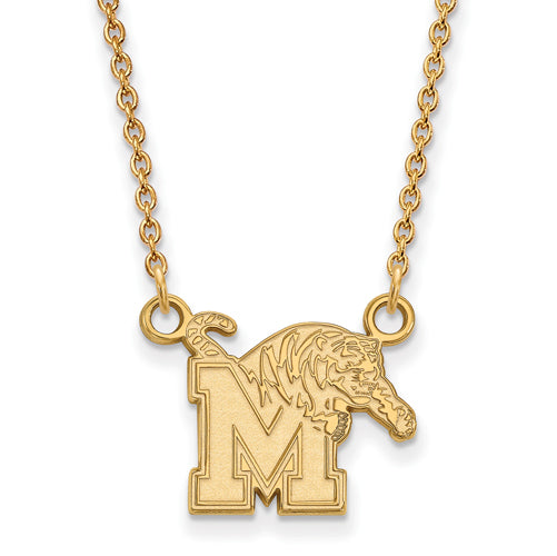 14ky University of Memphis Small Tigers Pendant w/Necklace