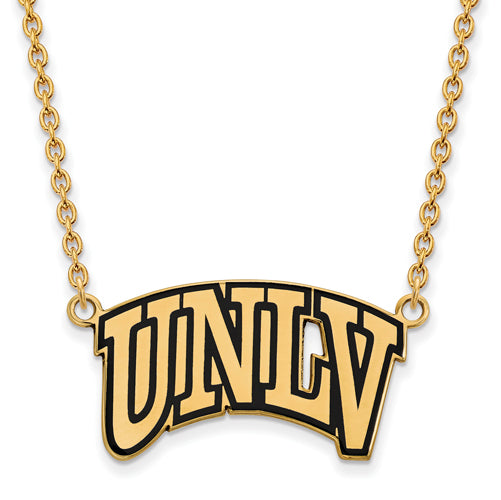 SS w/GP U of Nevada Las Vegas Large Enamel Necklace