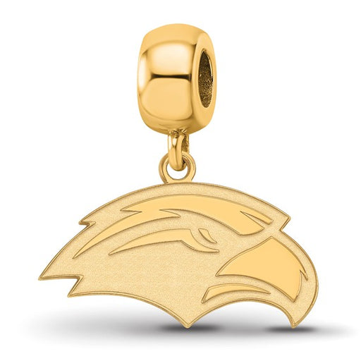Sterling Silver Gold-plated LogoArt University of Southern Mississippi Eagle Small Dangle Bead Charm