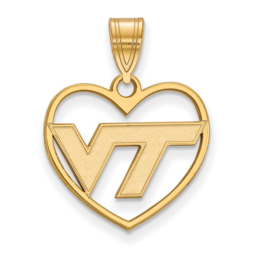 SS w/GP Virginia Tech VT Logo Pendant in Heart