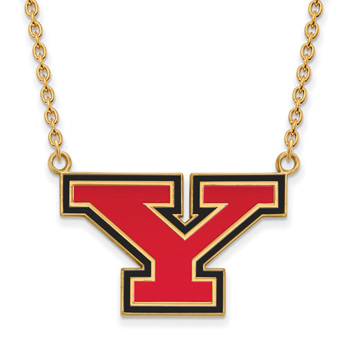 SS w/GP Youngstown State U Lg Enl Pendant w/Necklace
