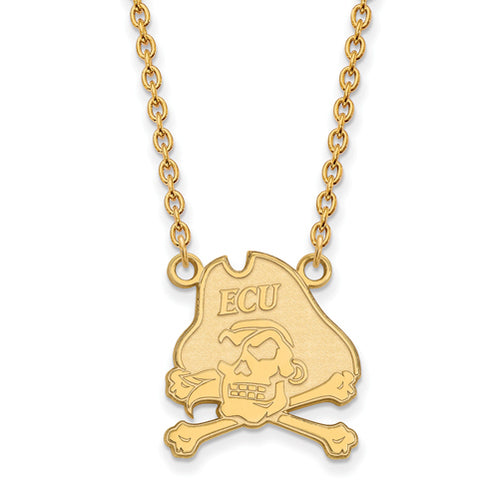 SS w/GP East Carolina University Lg Pirates Pendant w/Necklace