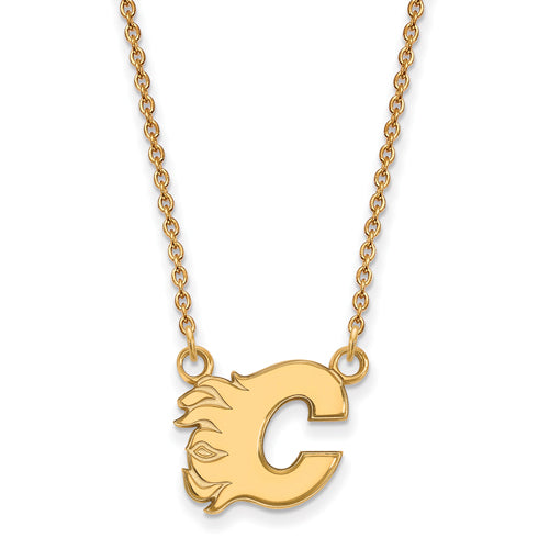 10ky NHL Calgary Flames Small Pendant w/Necklace