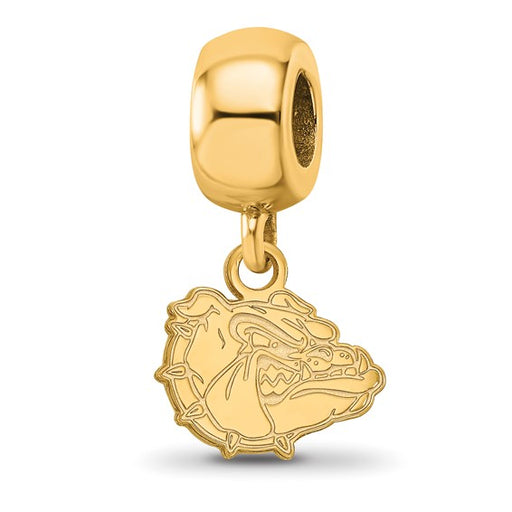 Sterling Silver Gold-plated LogoArt Gonzaga University Bulldog Extra Small Dangle Bead Charm