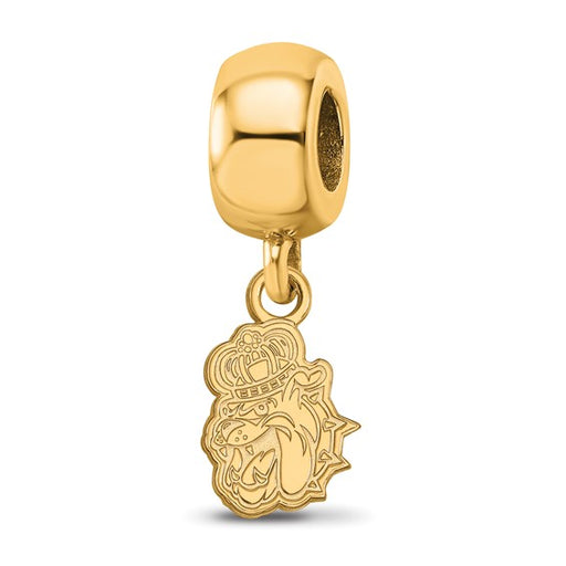 Sterling Silver Gold-plated LogoArt James Madison University Duke Dog Extra Small Dangle Bead Charm