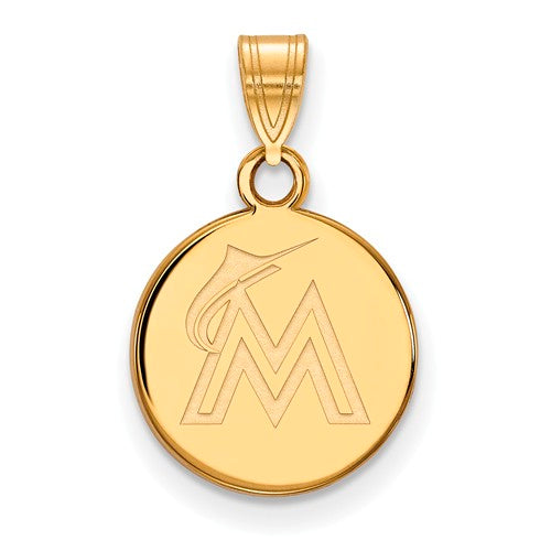 14ky MLB  Miami Marlins Small Disc Pendant