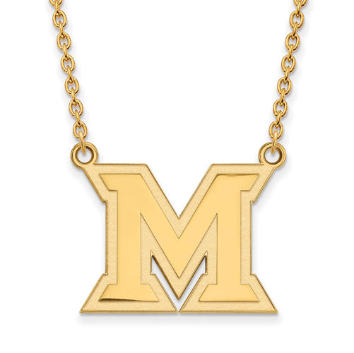 14ky Miami University Large Logo Pendant w/Necklace