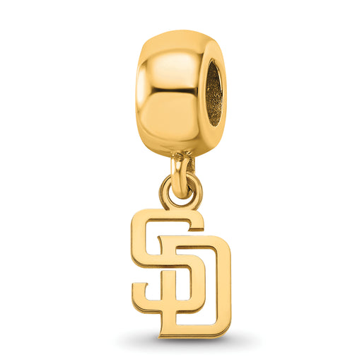 Sterling Silver Gold-plated MLB LogoArt San Diego Padres Letters S-D Extra Small Dangle Bead