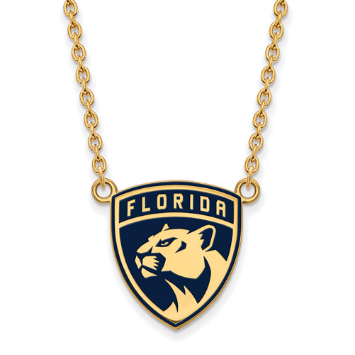 SS w/GP NHL Florida Panthers Lg Enl Pendant w/Necklace