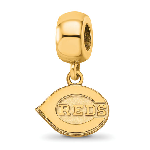 Sterling Silver Gold-plated MLB LogoArt Cincinnati Reds Extra Small Dangle Bead