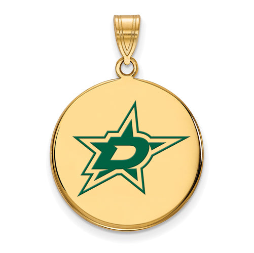 SS w/GP NHL Dallas Stars Large Enamel Disc Pendant