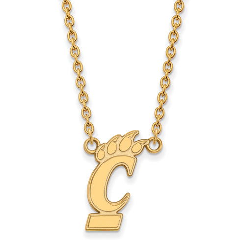 10ky University of Cincinnati Large Bearcats Logo Pendant w/Necklace