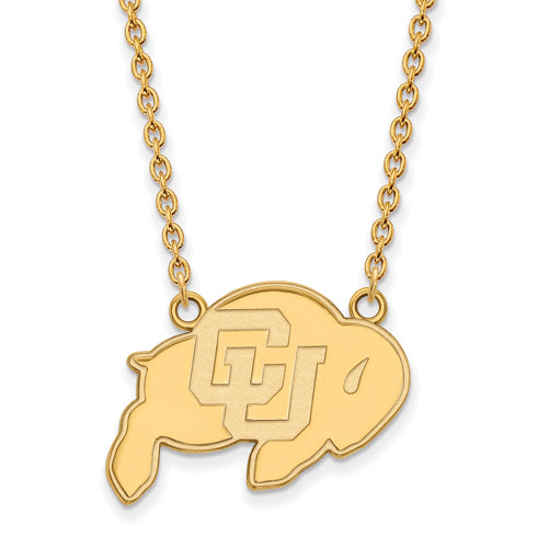 SS w/GP University of Colorado Large Buffalo Pendant w/Necklace