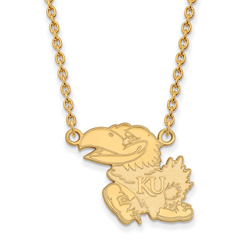 14ky University of Kansas Large Jayhawk Pendant w/Necklace