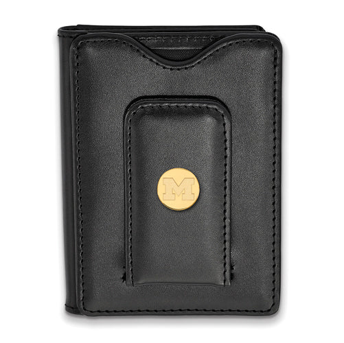 SS w/GP University of Michigan Black Leather Wallet