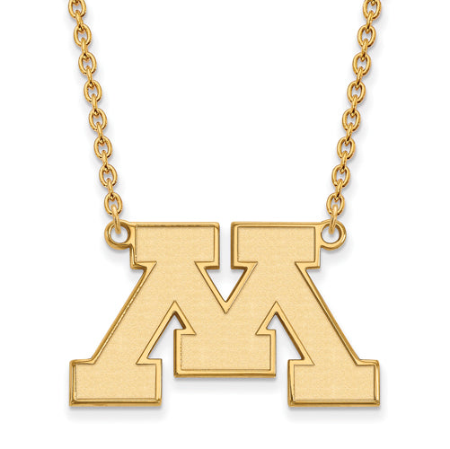 SS w/GP U of Minnesota Large Letter M Pendant w/Necklace