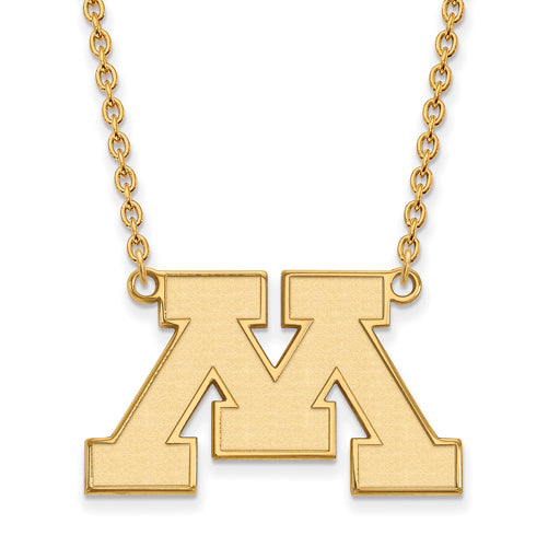 14ky University of Minnesota Large Letter M Pendant w/Necklace
