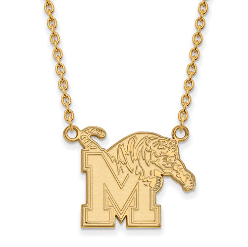 SS w/GP University of Memphis Large Tigers Pendant w/Necklace