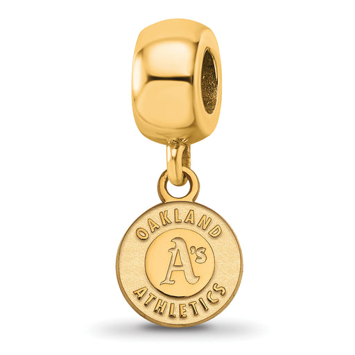 Sterling Silver Gold-plated MLB LogoArt Oakland Athletics Circle Extra Small Dangle Bead
