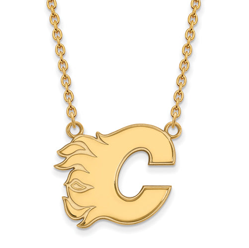 10ky NHL Calgary Flames Large Pendant w/Necklace