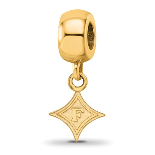 Sterling Silver Gold-plated LogoArt Furman University Extra Small Dangle Bead Charm